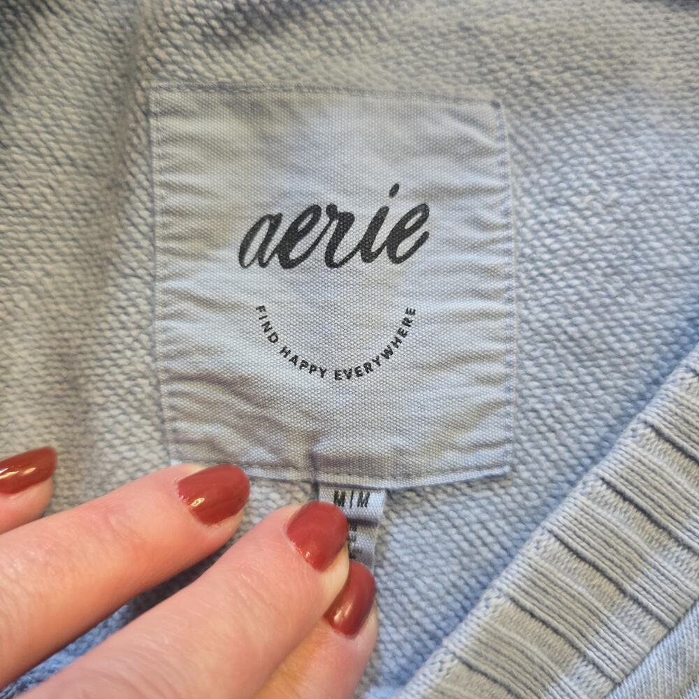 Aerie Sweatshirt Womens Medium Blue Long Sleeve Casual Comfort Sweater Lounge - Picture 4 of 9
